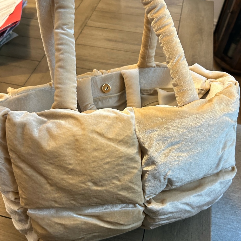 Elegant Cream Velvet Tote Bag